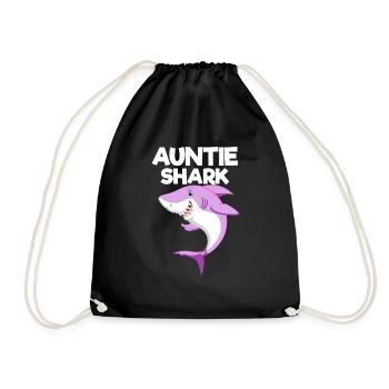 Auntie Shark - Matching Family Gift - Drawstring Bag - black - Front
