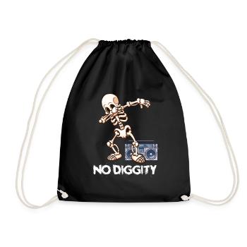 HIP HOP 90s Skeleton doing DABBING Halloween - Drawstring Bag - black - Front