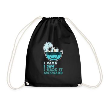 Turtle funny saying embarrassing reptile animal - Drawstring Bag - black - Front