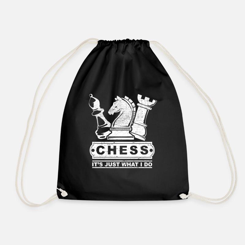Schach, Hobby, Taktik, Geschenk, Pferd, Turm - Turnbeutel - Schwarz