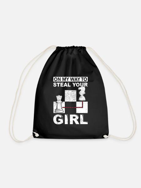 Échecs, humour, dame, cheval, cadeau, drôle, voleur - Sac de sport léger - noir