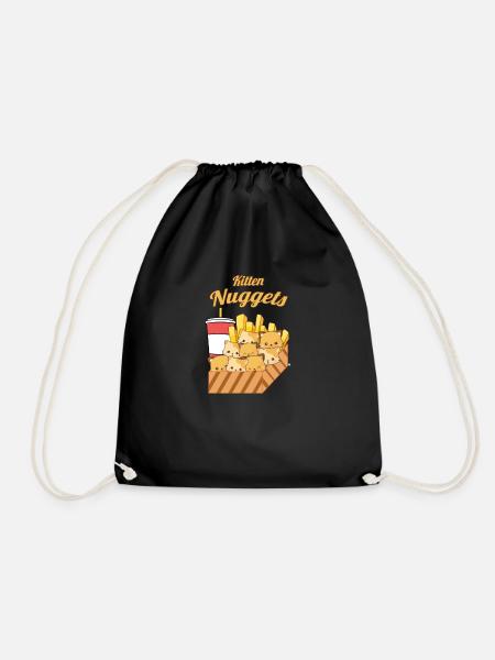 Kitten Nuggets Kätzchen Chicken Nuggets Geschenk - Turnbeutel - Schwarz