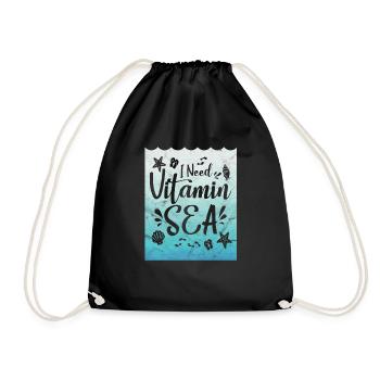 Gift word game saying vacation Vitamin Sea Party - Drawstring Bag - black - Front