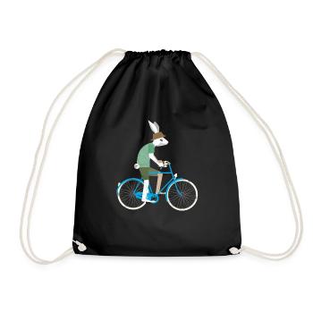 Hase Kaninchen Fahrrad Geschenk Radsport Radtour - Turnbeutel - Schwarz - Vorne