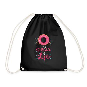 The circle of life Donut saying Gift Pink - Drawstring Bag - black - Front