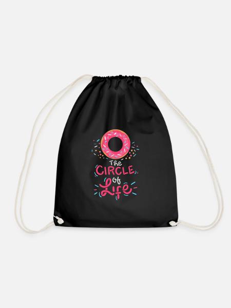 The circle of life Donut saying Gift Pink - Drawstring Bag - black