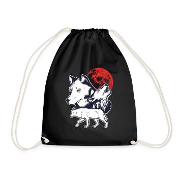 3 Alpha Wolves Blancs Hurlant à la Lune Rouge - Sac de sport léger - noir - Devant
