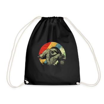 Sloth animal sleeping fatigue laziness - Drawstring Bag - black - Front