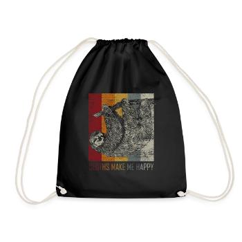 sloth - Drawstring Bag - black - Front