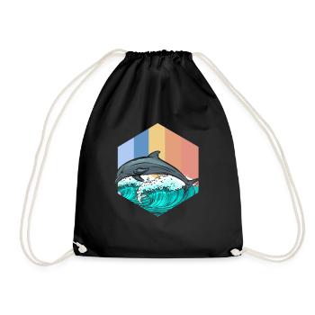 dolphin - Drawstring Bag - black - Front
