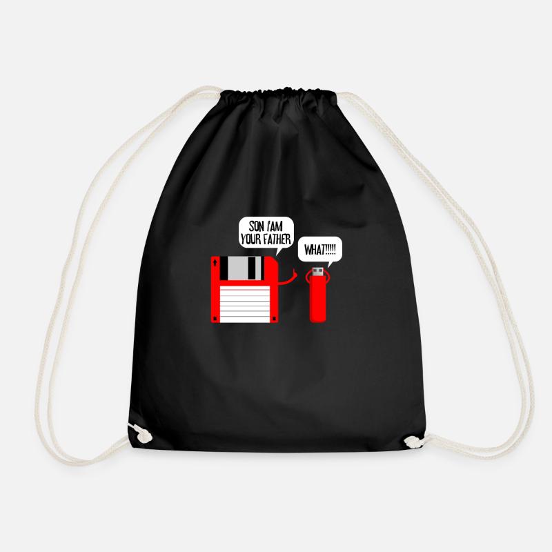 Floppy USB Stick What gift idea - Drawstring Bag - black