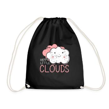 Happy Little Clouds Gift Cute kids girl - Drawstring Bag - black - Front