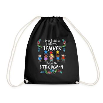 Kindergarten teacher educator caregiver preschool - Drawstring Bag - black - Front