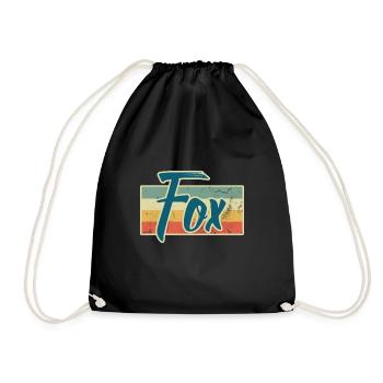 Fuchs Tier Wald Schlau Clever Streber Geschenk - Turnbeutel - Schwarz - Vorne