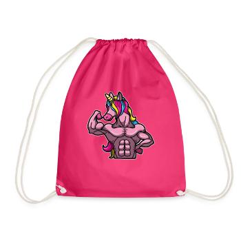 Einhorn Workout Gym Fitness Muskel Superkräfte - Turnbeutel - Fuchsia - Vorne