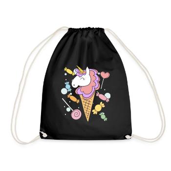 Licorne, glace et bonbons - Sac de sport léger - noir - Devant