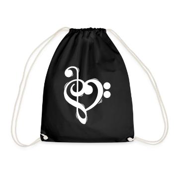 Clef treble clef bass clef shirt - Drawstring Bag - black - Front