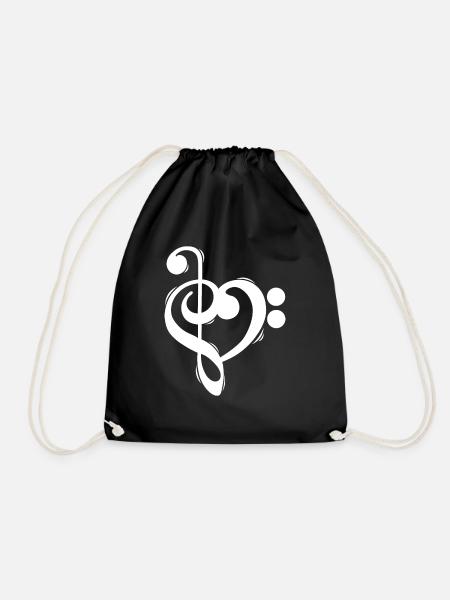 Clef treble clef bass clef shirt - Drawstring Bag - black