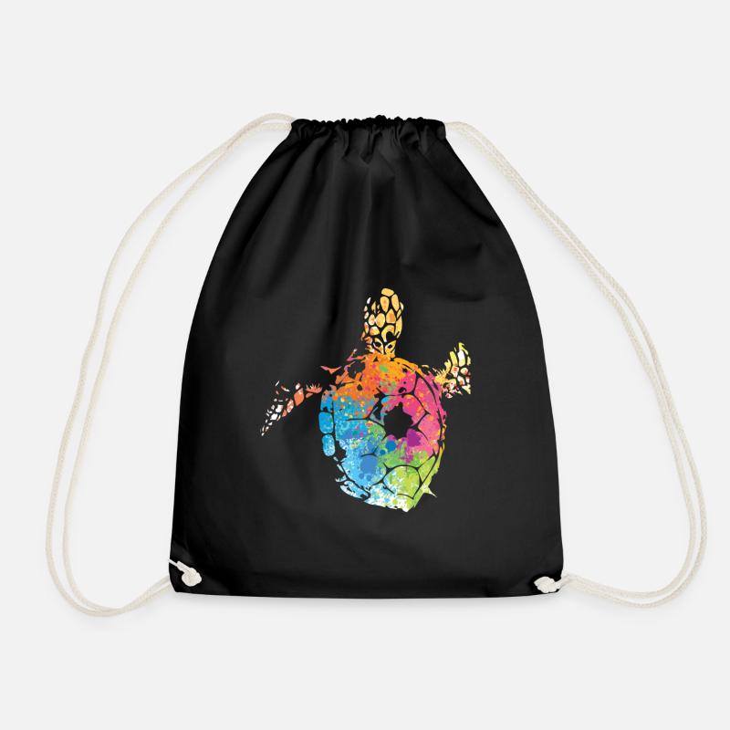 Turtle waistband artwork - Drawstring Bag - black