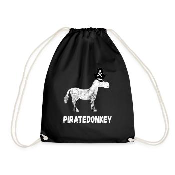 Piraten Esel Piraterie Pferde Vintage Geschenke - Turnbeutel - Schwarz - Vorne