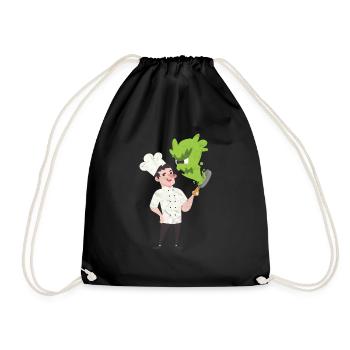 Chef Chef Pan Gift Comic Chef Hat Monster - Drawstring Bag - black - Front