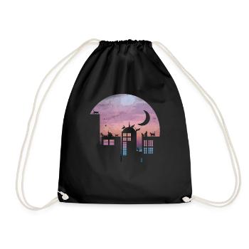 Chaton chat cadeau amant de chat pleine lune - Sac de sport léger - noir - Devant
