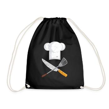 Chef Gift Chef Chef Hat Knife Frying Pan - Drawstring Bag - black - Front