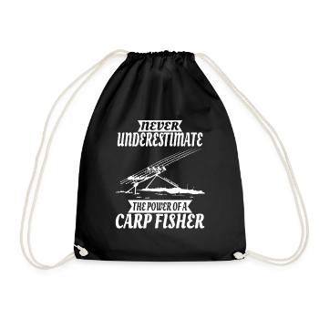 Never underestimate a carp angler - carp - Drawstring Bag - black - Front