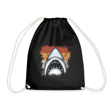 shark - Drawstring Bag - black - Front