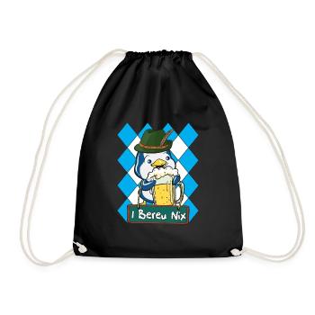 Wiesn Pinguin Zoo Tier Bier Geschenk - Turnbeutel - Schwarz - Vorne