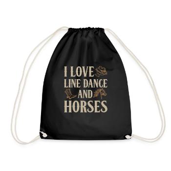 I Love Line Dance And Horses Geschenk Idee - Turnbeutel - Schwarz - Vorne
