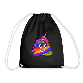 Unicorn Poop Emoticon Garbage Rainbow - Drawstring Bag - black - Front