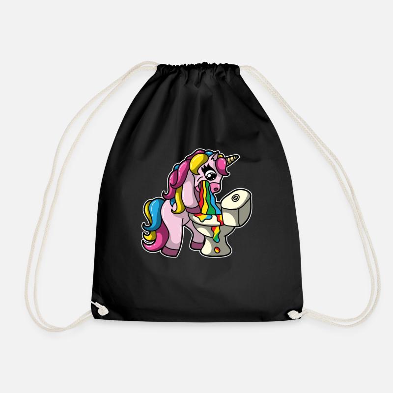 Einhorn kotzt Regenbogen Einhornkotze Geschenk - Turnbeutel - Schwarz