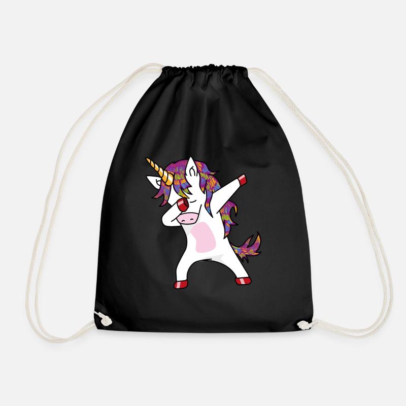 Dabbing Einhorn - Lustiges tanzendes Einhorn - Turnbeutel - Schwarz