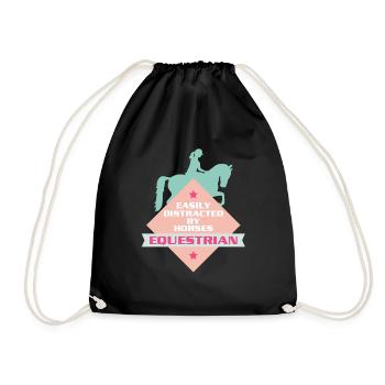Horse riding Horse riding Horse saying Funny sayings - Drawstring Bag - black - Front