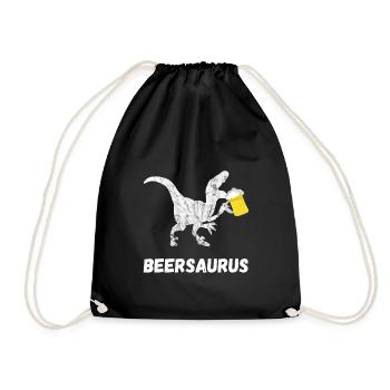 Beer Saurus Dinosaur Gifts - Drawstring Bag - black - Front