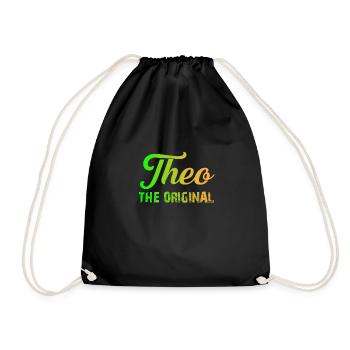 My name is Theo T-Shirt First Name Child - Drawstring Bag - black - Front