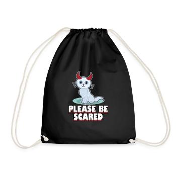 Cat halloween devil horns scary gift idea - Drawstring Bag - black - Front