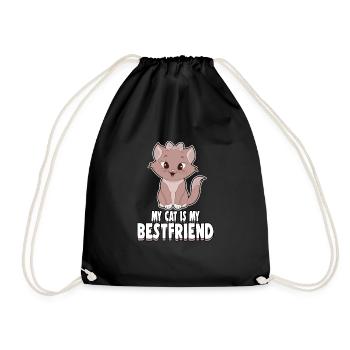 Meine Katze ist mein Bester Freund Geschenkidee - Turnbeutel - Schwarz - Vorne
