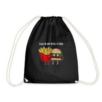 Burger and Fries french fries fast food food gift - Drawstring Bag - black - Front