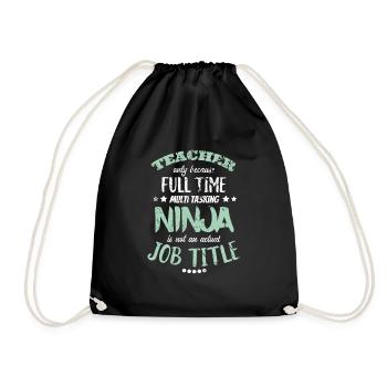 Teacher funny saying school gift - Drawstring Bag - black - Front
