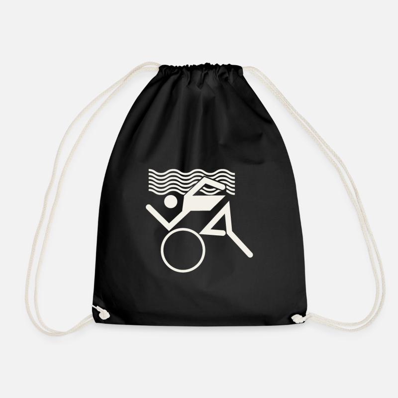 Swim Bike Run - Drawstring Bag - black