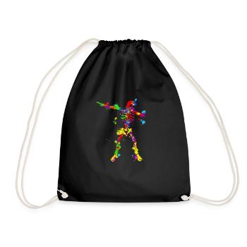 Neon Dab Dabbing Skelett 80s 80er Dab Tanz - Turnbeutel - Schwarz - Vorne
