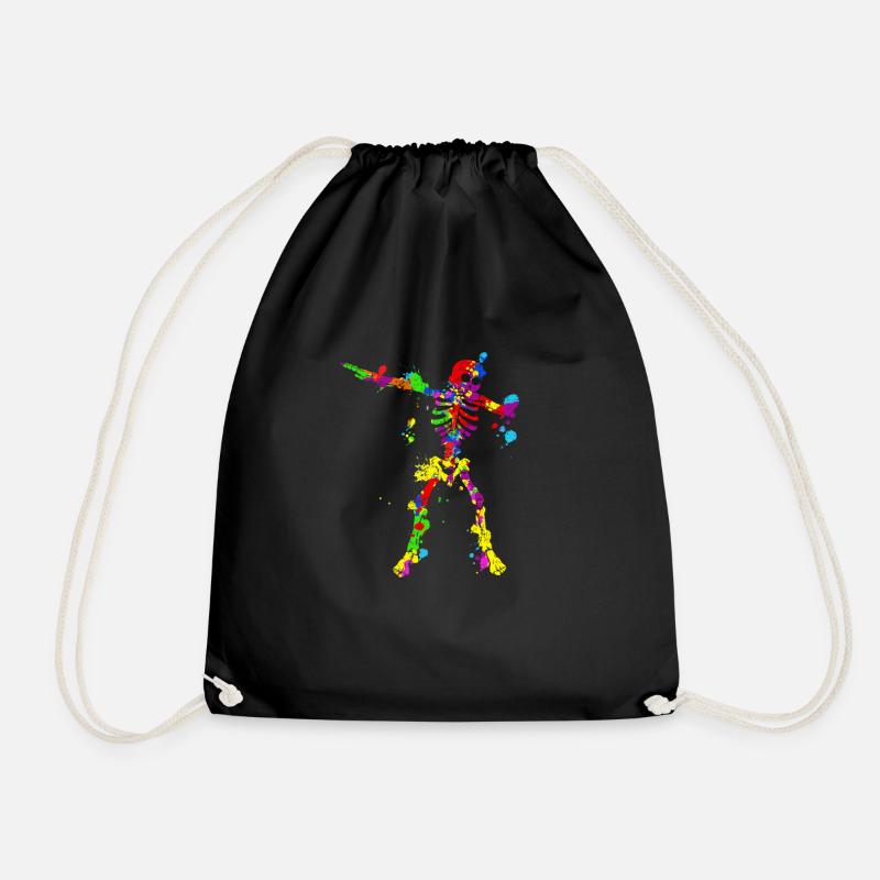 Neon Dab Dabbing Skelett 80s 80er Dab Tanz - Turnbeutel - Schwarz