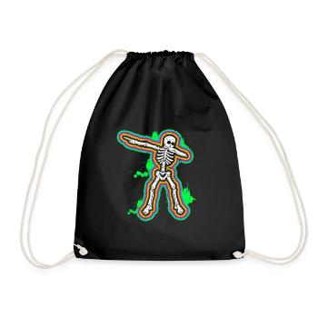 80s Neon Dab Dabbing Skeleton 80s 80s Dab Dance - Drawstring Bag - black - Front