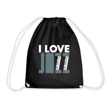 I love jazz piano kids gift christmas - Drawstring Bag - black - Front