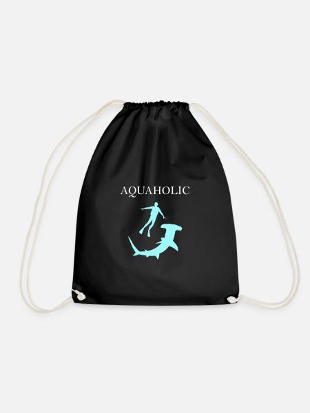 Diver Shirt • Water Sport • Aquaholic Gift - Drawstring Bag - black