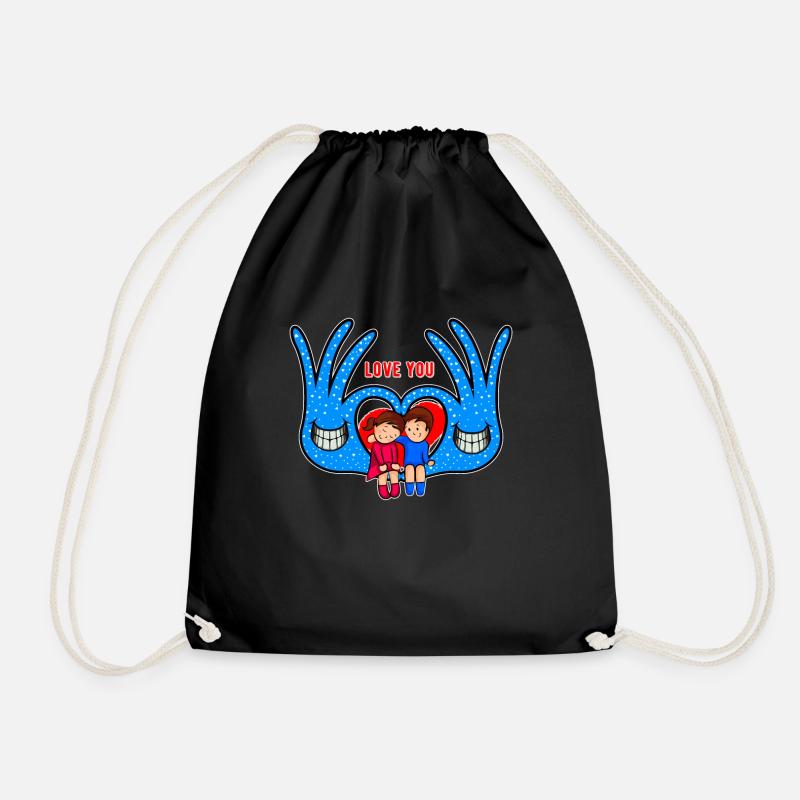 Love You Doodle Art - Turnbeutel - Schwarz