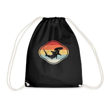 Hammerhai Vintage Retro Hammerhead Shark Meer - Turnbeutel - Schwarz - Vorne