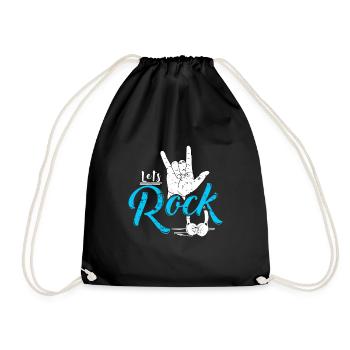 Let's rock birthday kids gift music - Drawstring Bag - black - Front